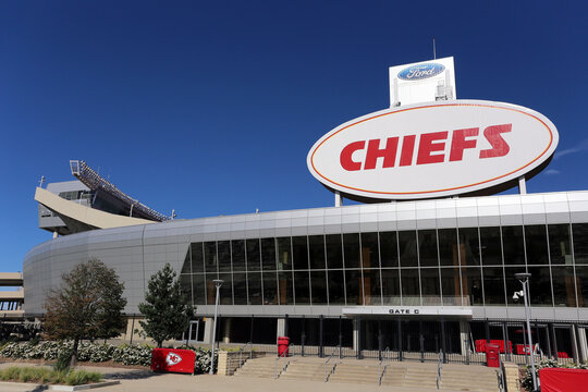 Kansas City, Missouri, USA - September 30, 2017: The exterior of Arrowhead Stadium in Kansas City, Missouri. Arrowhead Stadium is home to the Kansas City Chiefs of the NFL.