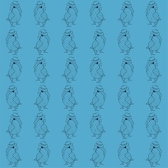 Parrot Wearing a Hat Cute Illustration, Cartoon Funny Character, Pattern Wallpaper 