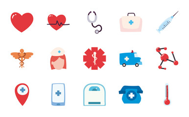 Medical flat style icon set vector design