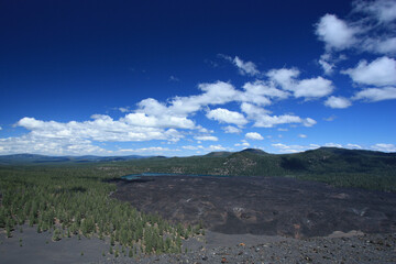 lava flow with blue sky in Lassen Volcanic National Park