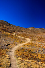hiking path to blue sky in Colorado mountains