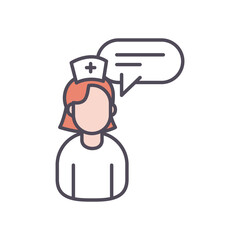 female nurse with bubble line and fill style icon vector design