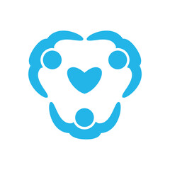 Avatars persons friends with heart flat style icon vector design