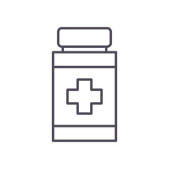 medicine jar with cross line style icon vector design
