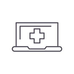 laptop with cross line style icon vector design