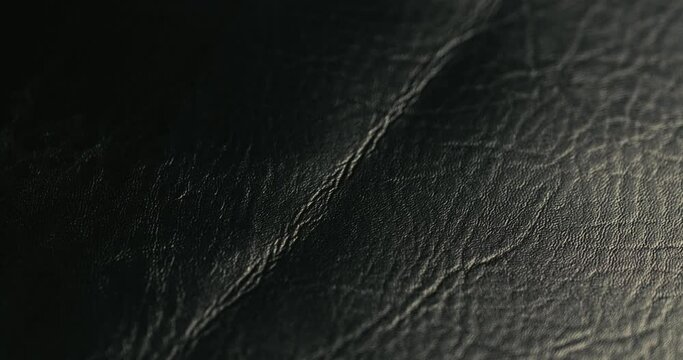 4K Soft Black Vintage Leather Rotating in Macro Focus, Cinematic Detail for Luxury Clothing Furniture Automobiles