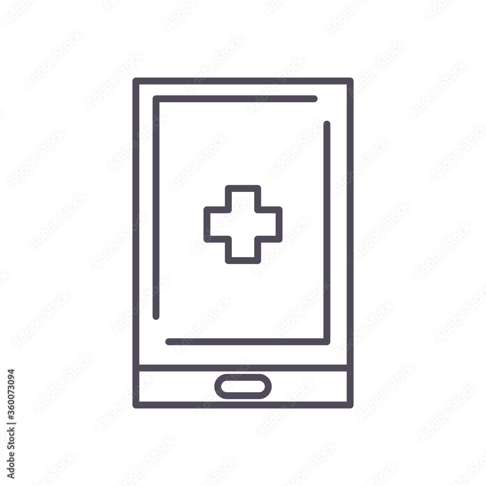 Poster smartphone with cross line style icon vector design