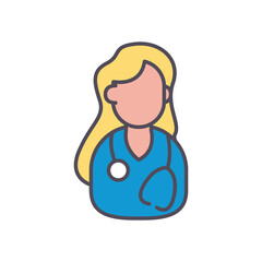 female doctor line and fill style icon vector design