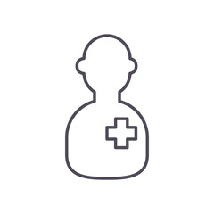 male doctor with cross line style icon vector design