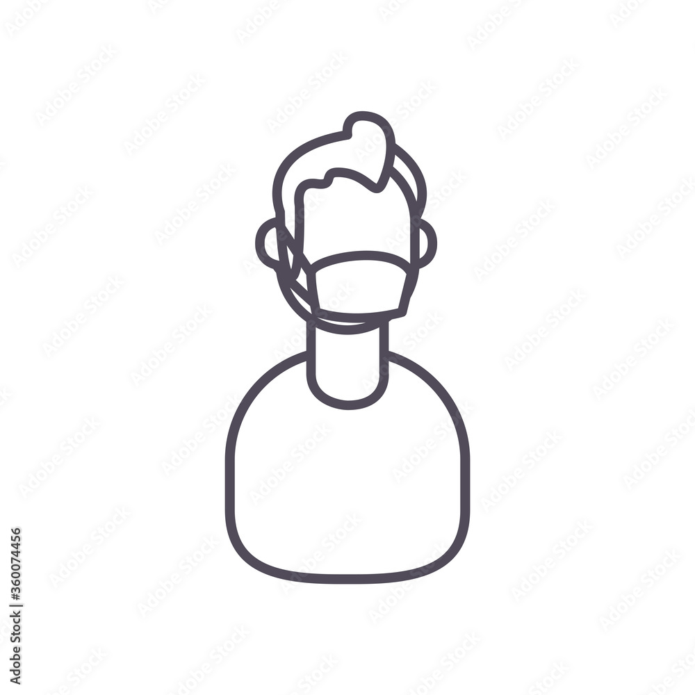 Poster man with mask line style icon vector design