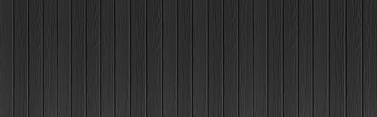 Panorama of Black wood texture background. Abstract dark wood texture on black wall. Aged wood plank texture pattern in dark tone