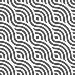 Continuous Wave Graphic Flow Art Pattern. Repetitive Simple Vector Optical Design Texture. Repeat Creative Round Swatch Pattern. 