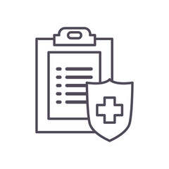 document and shield with cross line style icon vector design