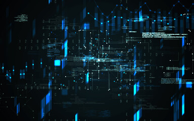 Abstract digital matrix background. Futuristic big data information technology concept. Motion graphic for abstract data center, block chain, server, internet, hi-speed.