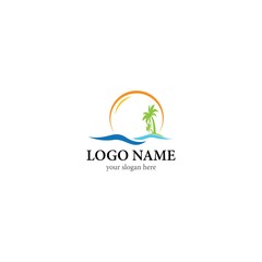 Fototapeta premium Palm tree summer logo template vector
