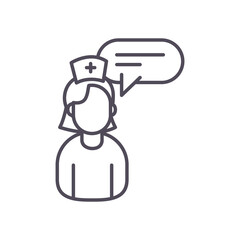 female nurse with bubble line style icon vector design