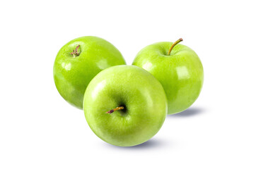 Green apples isolated on white background.