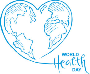 Hand drawn of World Health Day heart design, vector illustration