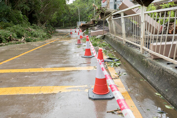 Broken tree fall down block the road,damages after super typhoon Mangkhut in China - 16 Sep 2018