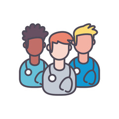 male doctors line and fill style icon vector design