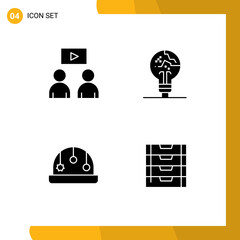 Set of 4 Modern UI Icons Symbols Signs for man, playpen, concept, fake, document - obrazy, fototapety, plakaty