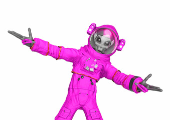 alien astronaut on hip hop pose