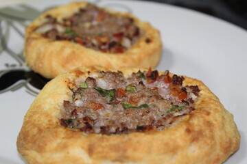 Closeup of esfiha of meat