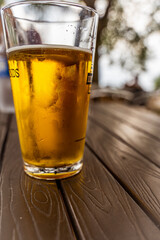 Cold pint of beer on a hot summer day