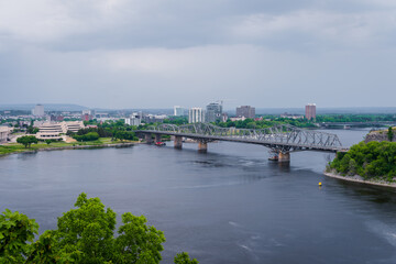 Fototapeta premium Aerial view of the Alexandra bridge in Canada