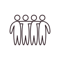 Avatars persons friends hugging line style icon vector design