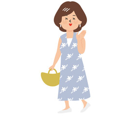 おしゃれな夏服の年配女性