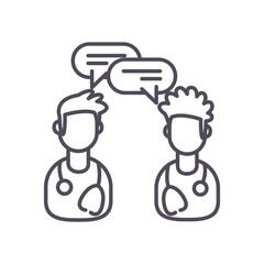 male doctors with bubbles line style icon vector design