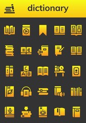 Modern Simple Set of dictionary Vector filled Icons