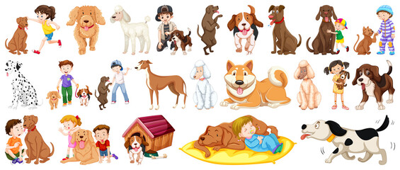 Set of dog cartoon character