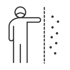 covid 19 coronavirus social distancing prevention, outbreak spreading vector line style icon