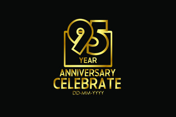 95 year anniversary celebration Block Design logotype. anniversary logo with golden isolated on black background - vector