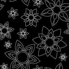 Star Flower Pattern Black and White