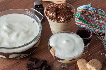 a wooden table full of delicious chocolate desserts