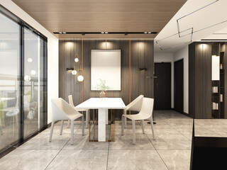 3d render of modern home living room