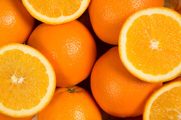 Closeup of sliced oranges on a market Backgrounds/Textures