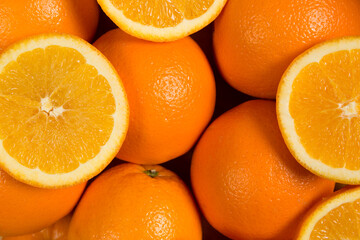 Closeup of sliced oranges on a market Backgrounds/Textures