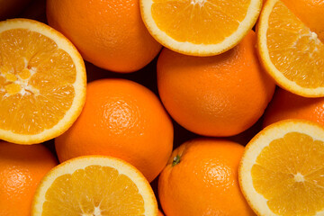 Closeup of sliced oranges on a market Backgrounds/Textures