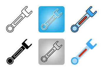 Wrench with ring spanner icon set isolated on white background for web design