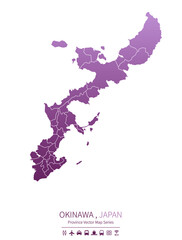 japanese provinces vector map.