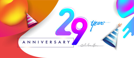 29th years anniversary logo, vector design birthday celebration with colorful geometric background and abstract elements