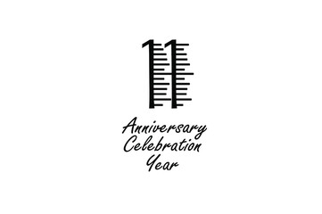 11 year anniversary celebration Block Black Colors Design logotype. anniversary logo Black color isolated on White background, vector design for celebration, invitation card, and greeting card-Vector