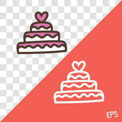 Vector linear icon with wedding cake