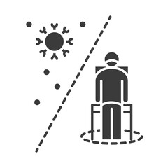 covid 19 coronavirus social distancing, self isolation quarantine, outbreak spreading vector silhouette style icon