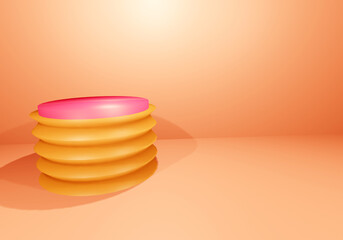3d circle podium on bright wall background 3D rendering