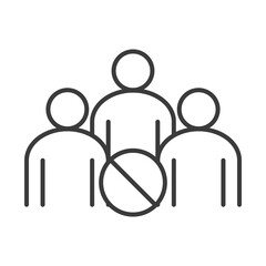covid 19 coronavirus social distancing prevention, away in the meeting with virus pathogens, outbreak spreading vector line style icon